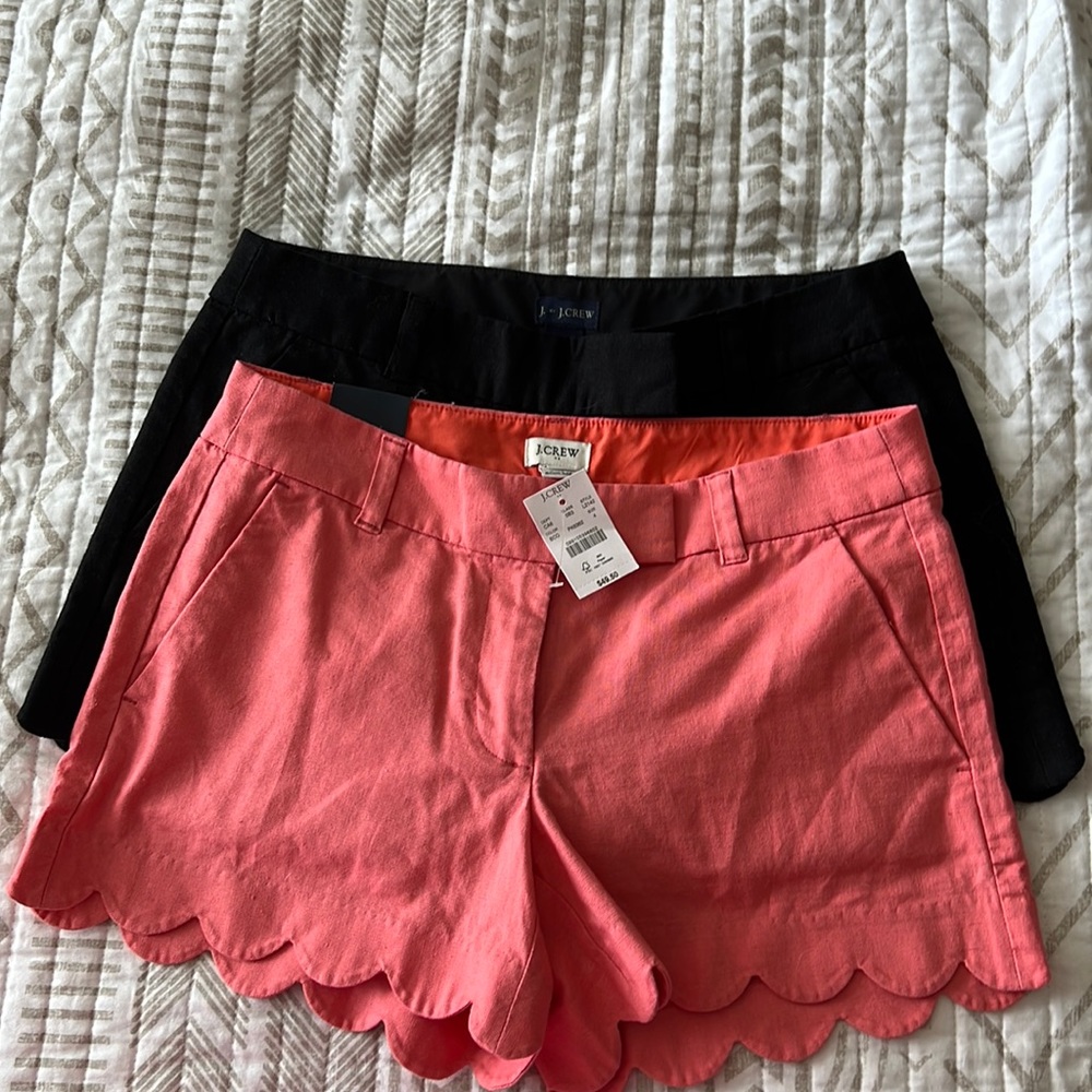 Coral and Black J. Crew scallop hem shorts - size 4